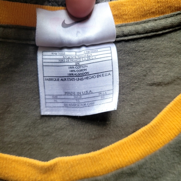 Vintage nike long sleeve shirt tee sz XL green yellow embroidered smoosh, flaw - Picture 4 of 15